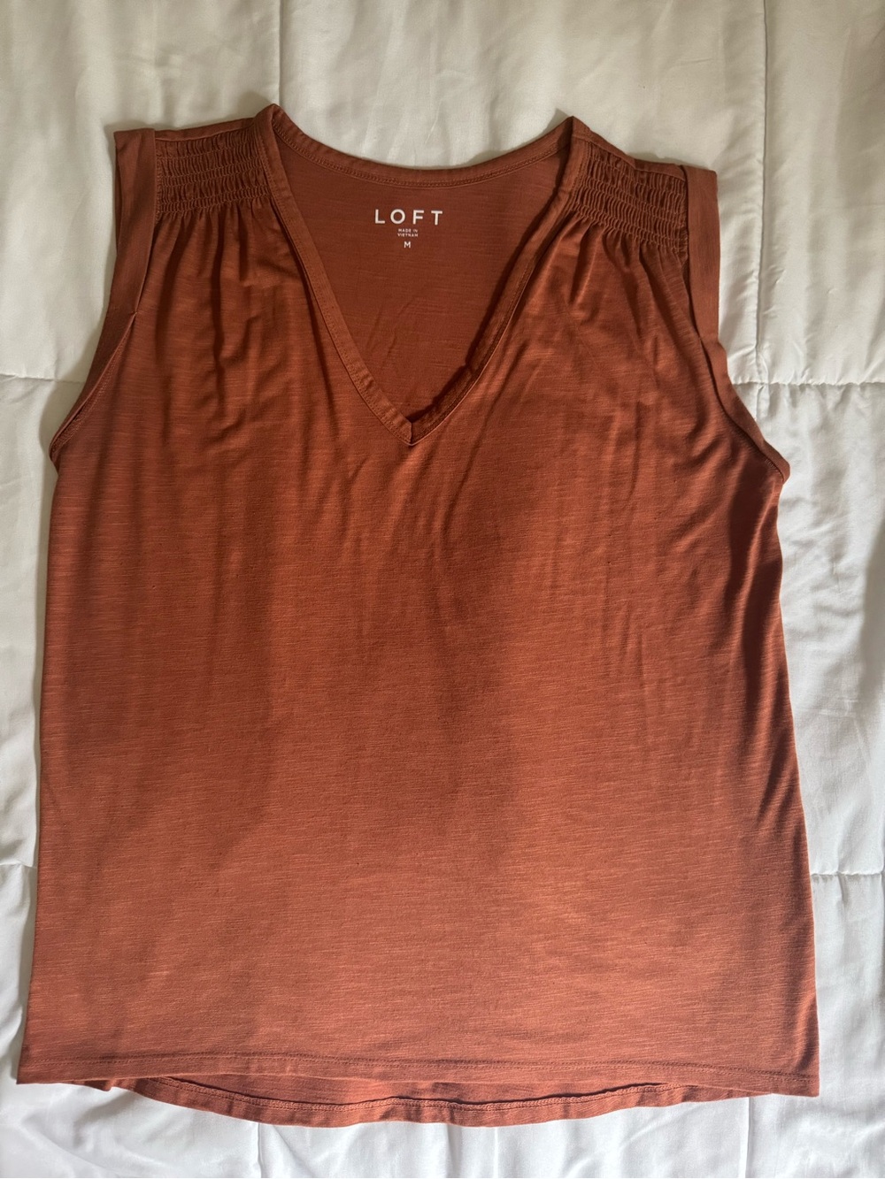 LOFT Sleeveless V-Neck Tank in Rust